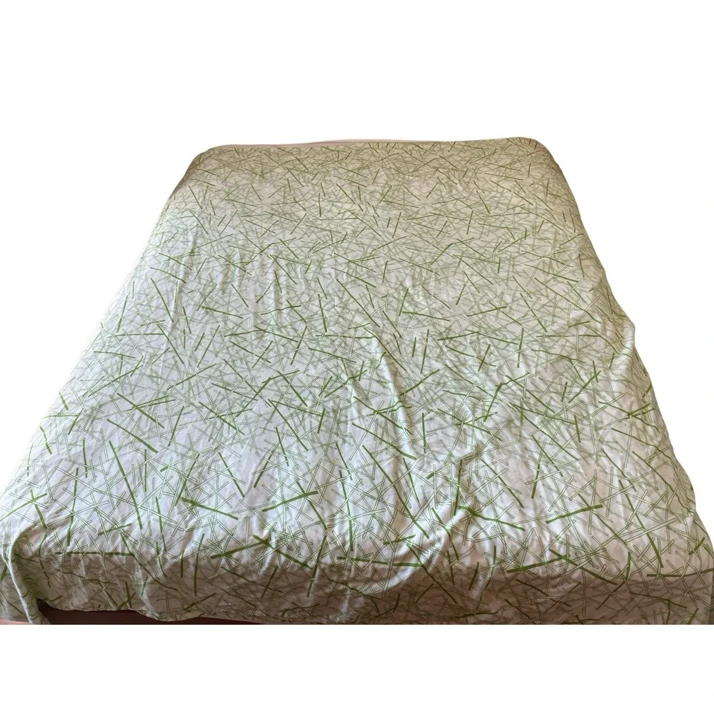 IKEA Plockar Duvet Cover Full Queen‎ Green Ivory Geometric Line Pattern 81x81